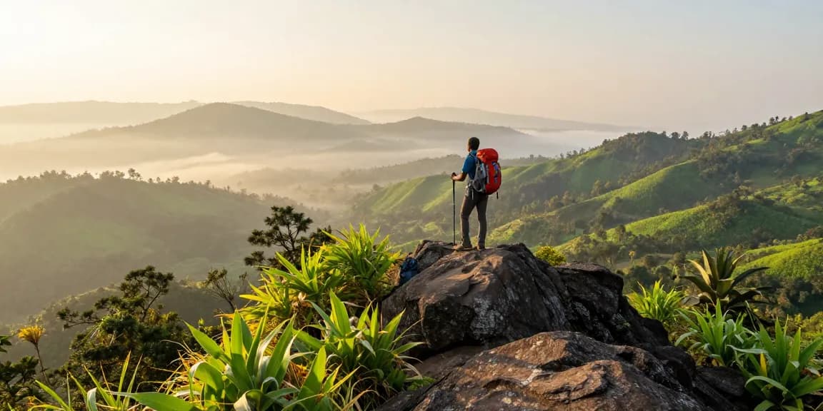 Netravati trek adventure with scenic landscapes and lush hills.
